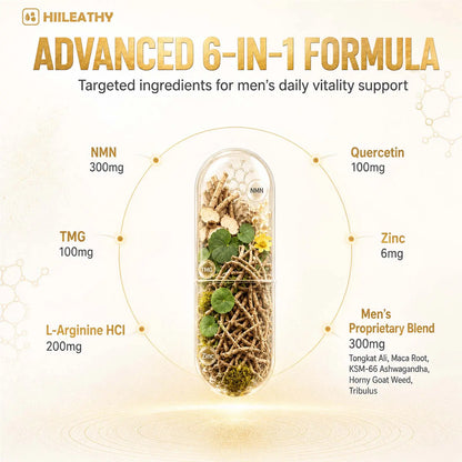 HIILEATHY NMN Pro Max Healthcare Dietary Supplement with NMN, TMG, Zinc, Quercetin, Energy Metabolism Support, Antioxidant Support, 60 Veggie Capsules