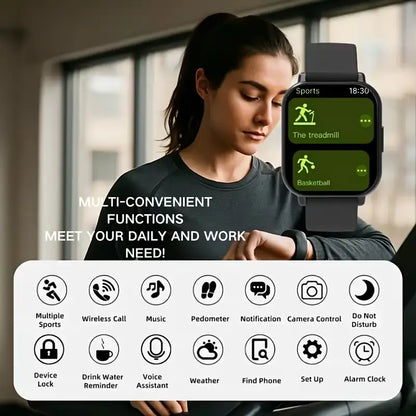 New Smart Watch, Wireless Communication/Message Reception for Men and Women, Multiple Sports Modes, Activity Tracking, Supports Wireless Communication, AI Voice, Music Playback, Remote Camera, Suitable for Men and Women, Friends, Couples, Parents Wearable
