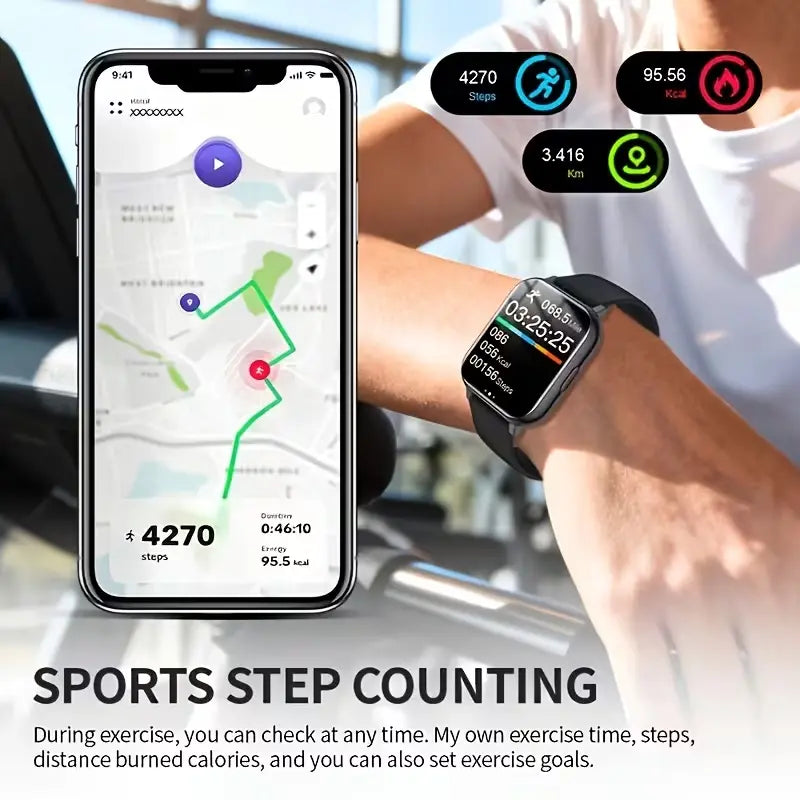 New Smart Watch, Wireless Communication/Message Reception for Men and Women, Multiple Sports Modes, Activity Tracking, Supports Wireless Communication, AI Voice, Music Playback, Remote Camera, Suitable for Men and Women, Friends, Couples, Parents Wearable