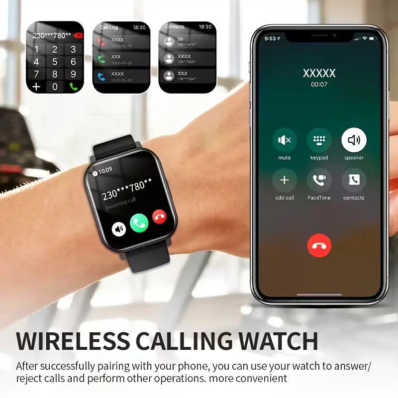 New Smart Watch, Wireless Communication/Message Reception for Men and Women, Multiple Sports Modes, Activity Tracking, Supports Wireless Communication, AI Voice, Music Playback, Remote Camera, Suitable for Men and Women, Friends, Couples, Parents Wearable