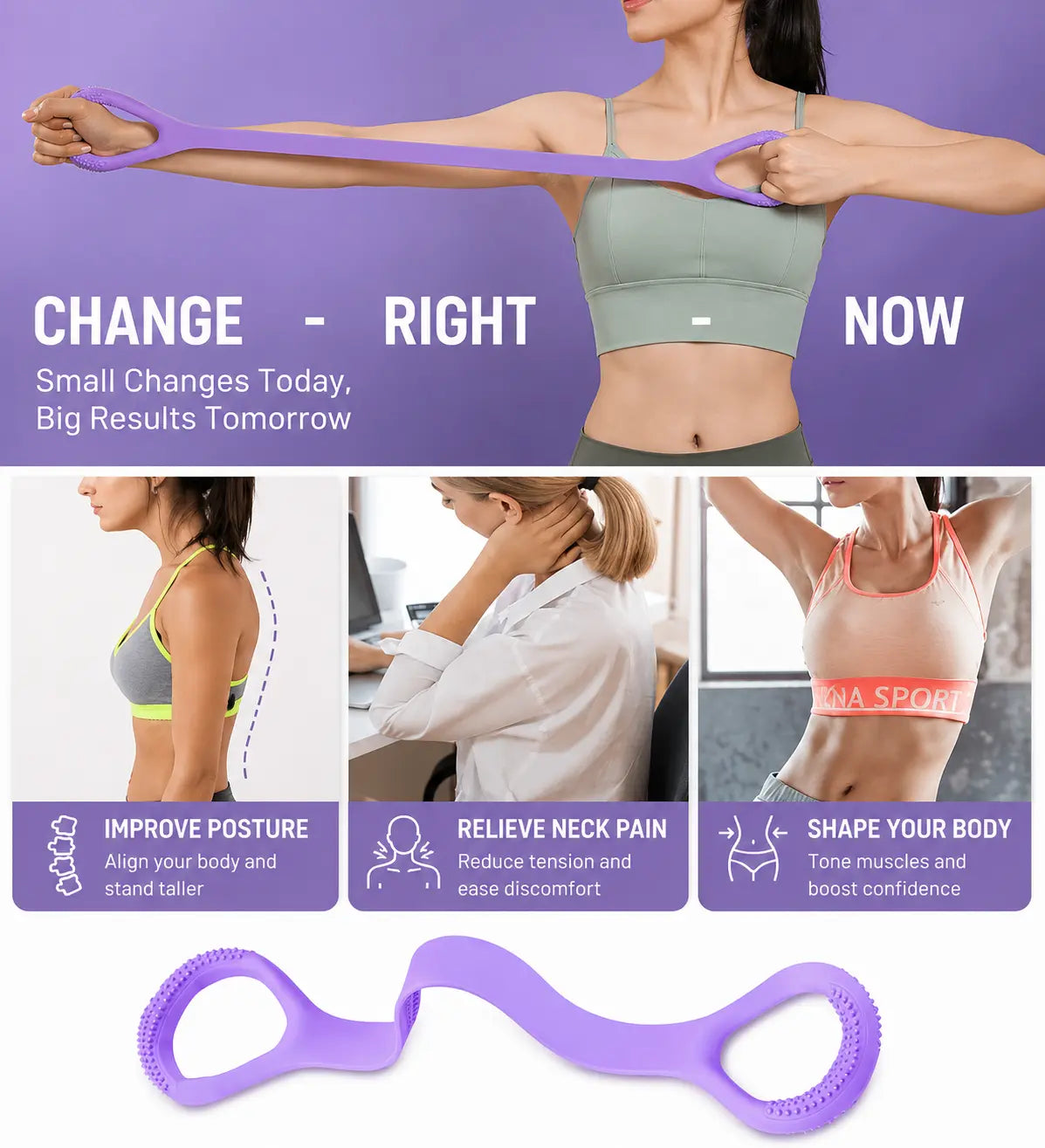 Figure 8 Resistance Band, Functional Soft Silicone Rope with Handles, Moisture-Wicking for Physical Therapy, Arm and Back Training, Functional Training Workout, Hand Grip Strengthener, Unisex, General Sport, Functional Train, Muscle Tone