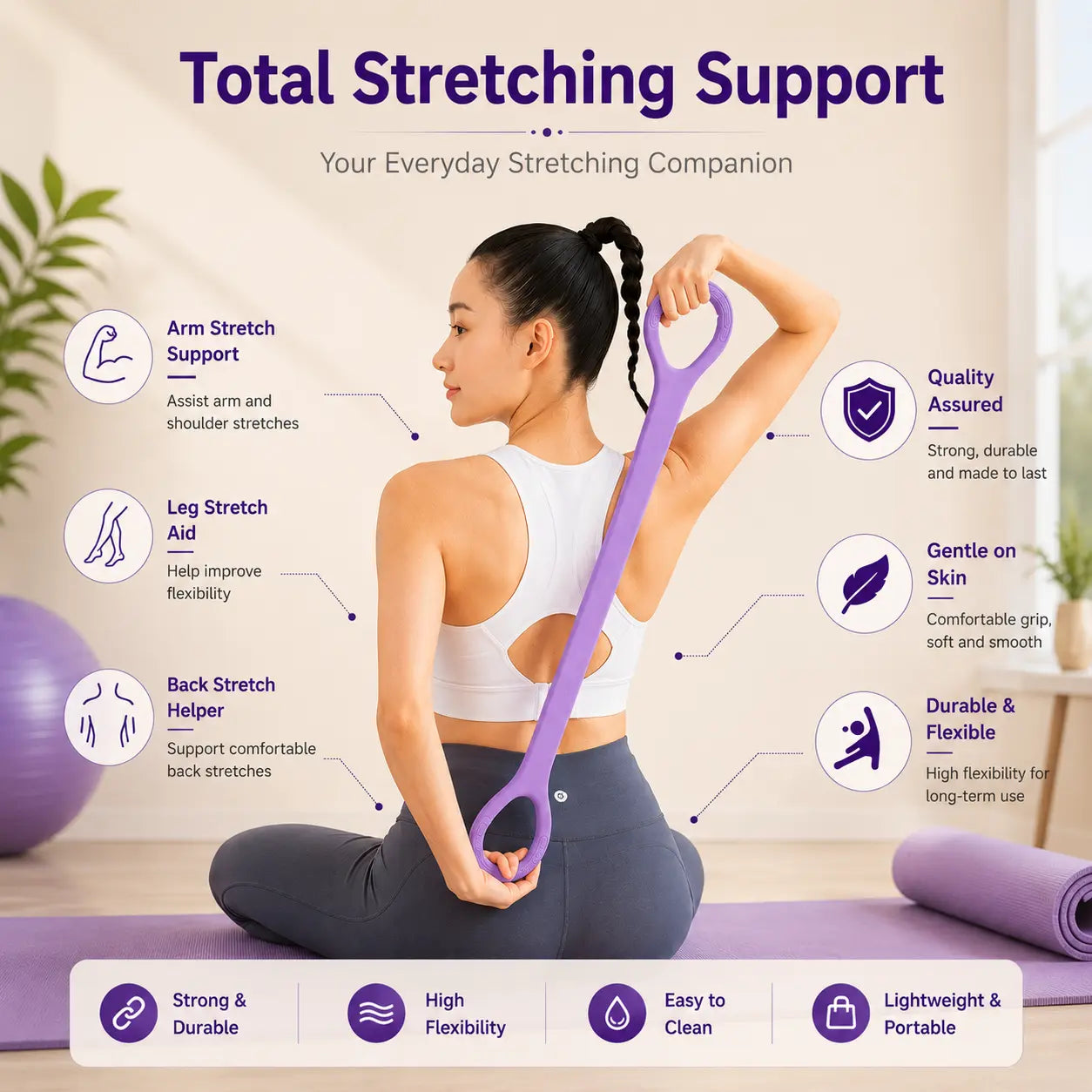 Figure 8 Resistance Band, Functional Soft Silicone Rope with Handles, Moisture-Wicking for Physical Therapy, Arm and Back Training, Functional Training Workout, Hand Grip Strengthener, Unisex, General Sport, Functional Train, Muscle Tone